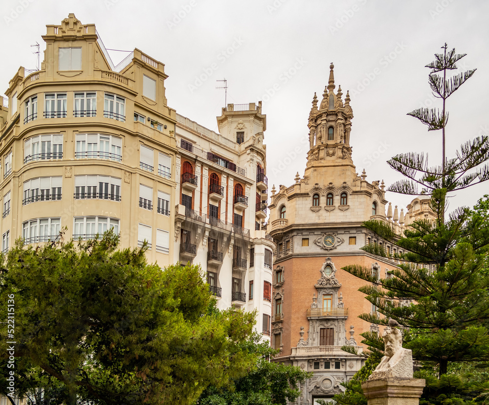 View on the buildings of the city of Valencia. June 15, 2022 Valencia, Andalusia - Spain