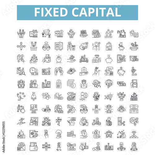 Fixed capital icons, line symbols, web signs, vector set, isolated illustration