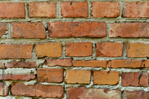 Old brick red wall background, brick wall texture, structure.