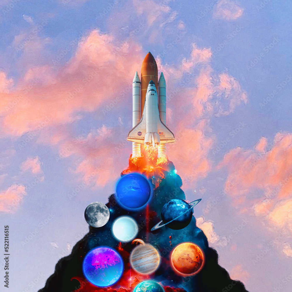 Obraz premium spaceship planet discovery