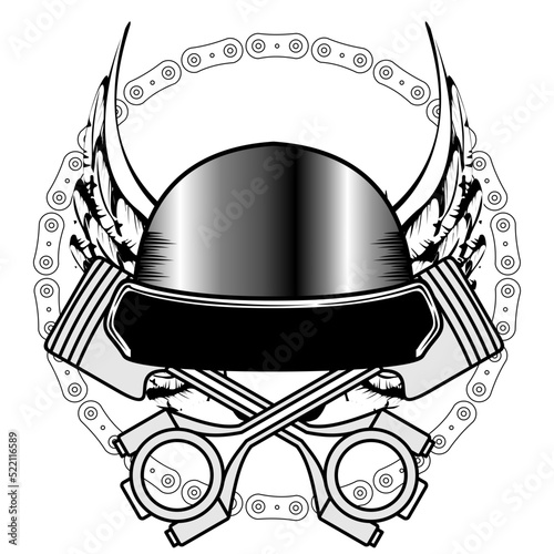 biker crest insignia tattoo helmet illustration in vector format