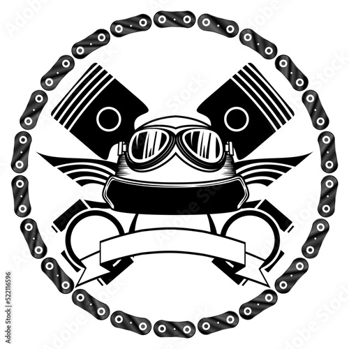 biker crest insignia tattoo helmet illustration in vector format