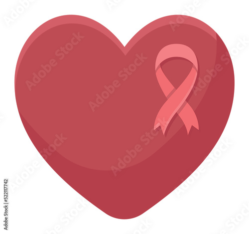 heart with breast cancer ribbon