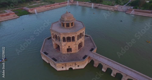 A 360 degree aerial orbit of Hiran Minar in Sheikhupura, Punjab Province, Pakistan