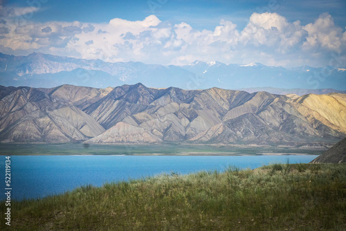 toktogul, mountain landscape in kyrgyzstan, central asia, reservoir