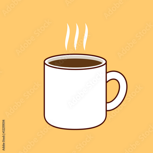 Coffee cup cartoon vector. Coffee cup logo design. Coffee cup doodle symbol.