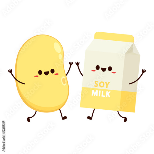 Tofu and Soy milk character design. wallpaper. free space for text. poster. Tofu and Soy milk mascot.