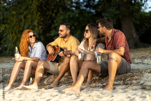 group of friends sitting on the bench