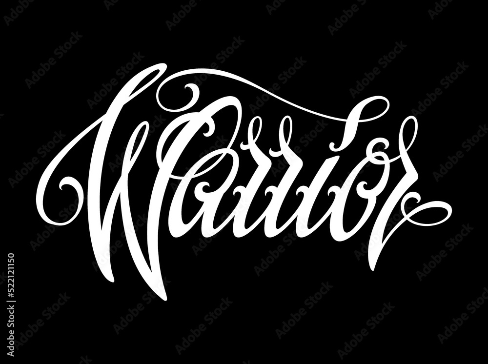 Fototapeta premium Warrior lettering in modern tattoo style. Design element