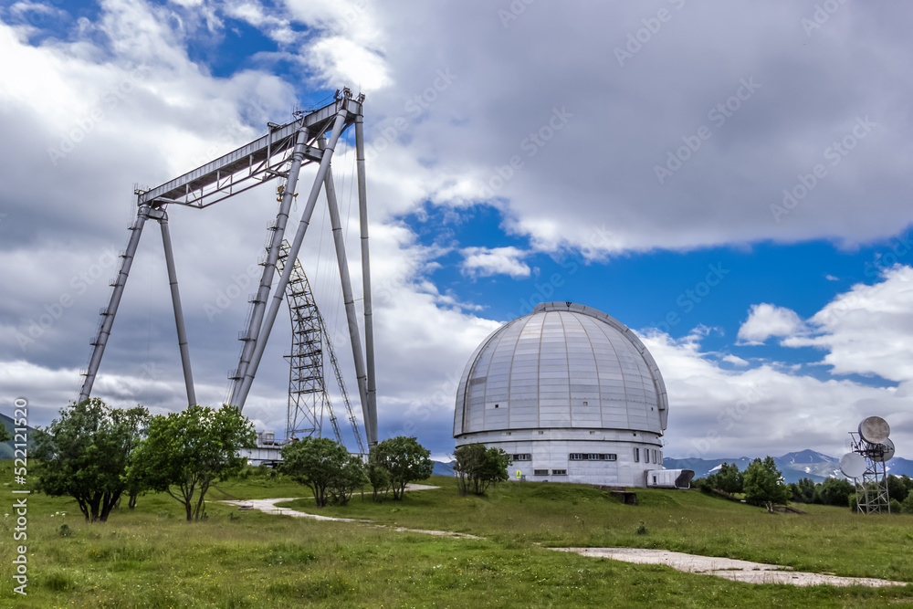Optical telescope in a special astrophysical observatory. Zelenchukskaya, Caucasus , Russia.
