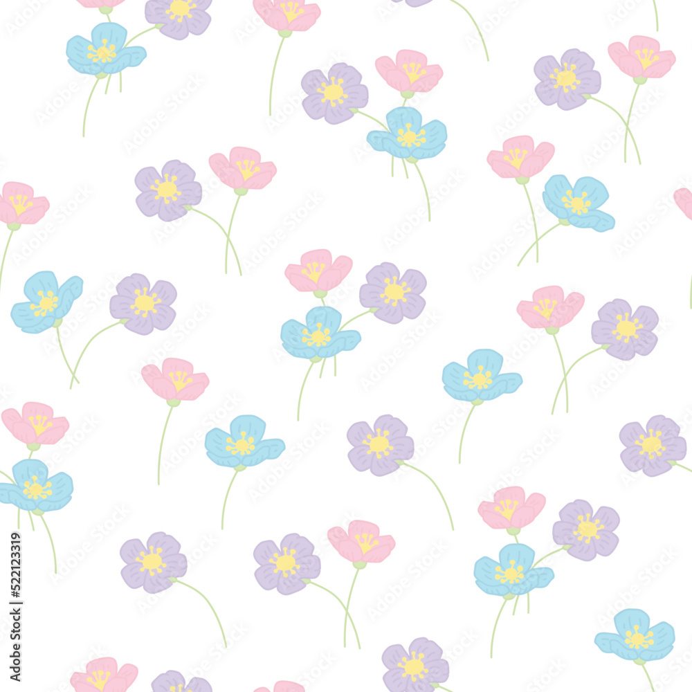 Beautiful floral pattern in with cutes pastel flowers. Ditsy print. Floral seamless background. Vintage template for fashion prints.