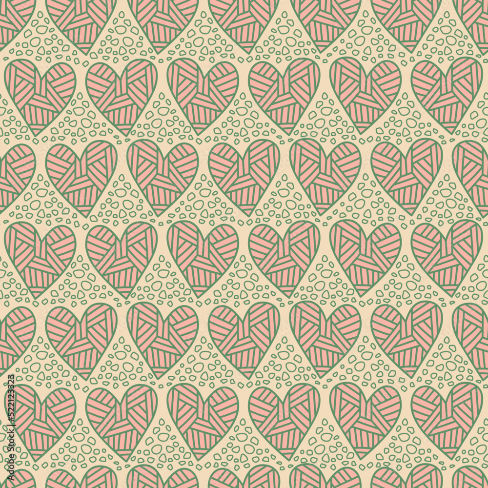 Seamless pattern with heart. Print for textile, wallpaper, covers, surface Retro stylization