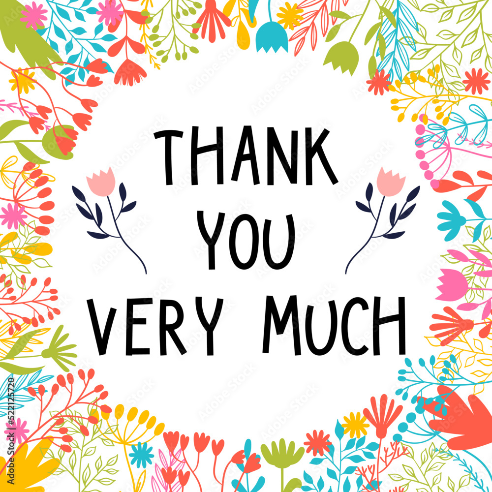 Thank you very much. Inspirational and motivating phrase. Quote, slogan. Lettering design for