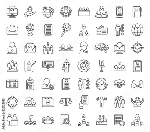 Human resources icons set outline vector. Leadership mentor