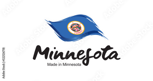 Made in Minnesota USA new handwritten flag ribbon typography lettering logo label banner