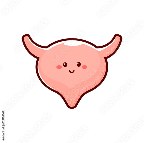 Strong healthy happy bladder isolated cartoon character. Vector bladder healthy human organ, kawaii personage emoticon with face