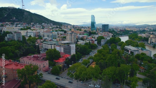birds-eye view of the beautiful city Tbilisi in Georgia, Caucasia. High quality photo