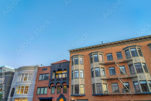 Towhouses and apartment buildings with bricks at San Francisco, California