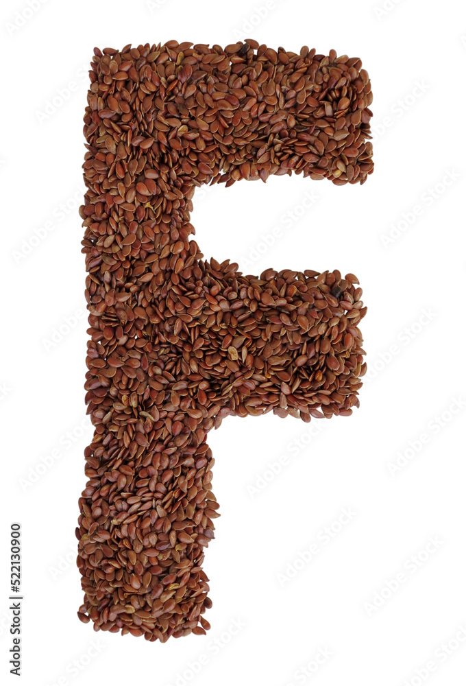 Letter F made with Linseed also known as flaxseed isolated on transparent background Letter F made with Linseed also known as flaxseed isolated on transparent background