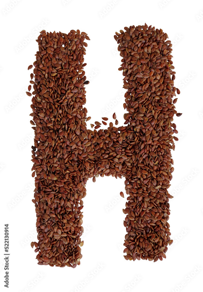 Letter H made with Linseed also known as flaxseed isolated on ...