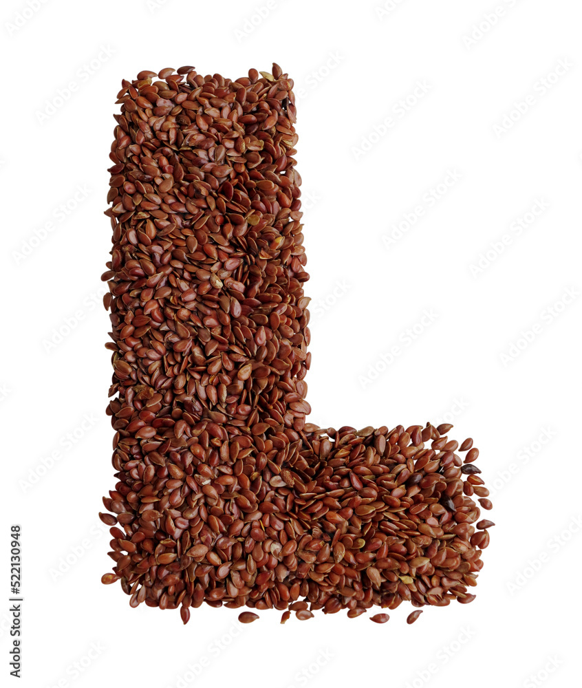 Letter L made with Linseed also known as flaxseed isolated on ...