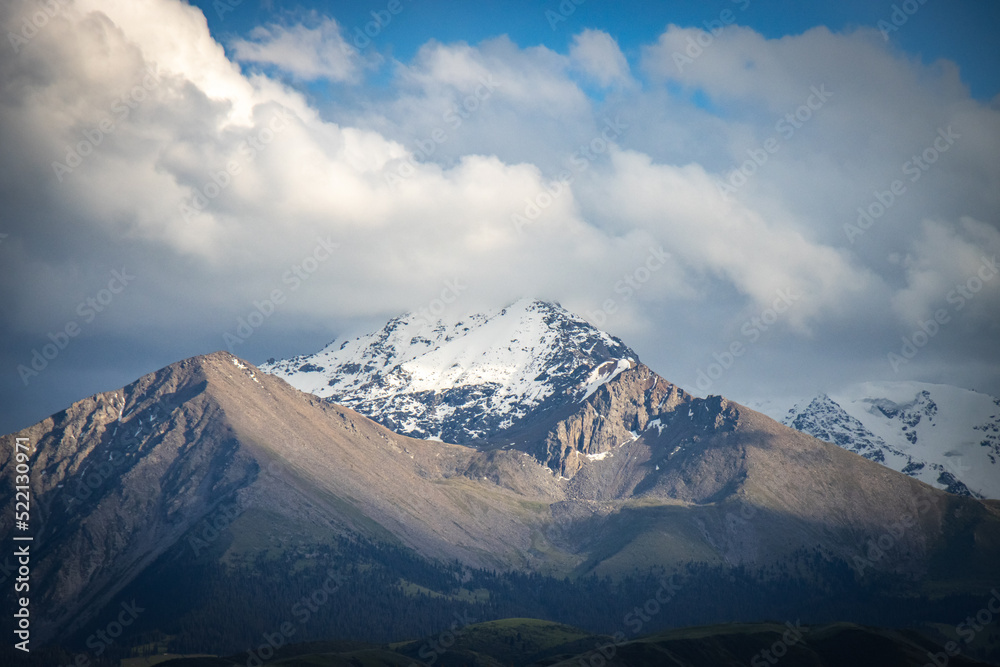 mountains of Tian Shan mountain range, Kyrgyzstan, snow, high altitude, Central Asia