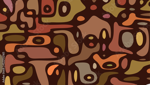 Abstract random blob shapes in dark brown color. 