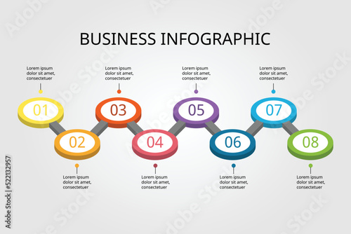 circle step chart template for infographic for presentation for 8 element