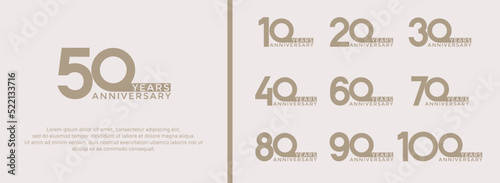 set of anniversary logo gold brown color on white background for celebration moment