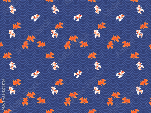 金魚のシームレスなパターン、和風