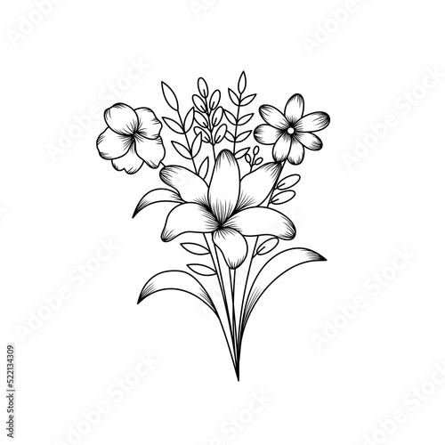 Fototapeta Naklejka Na Ścianę i Meble -  Flower Bouquet Sketch