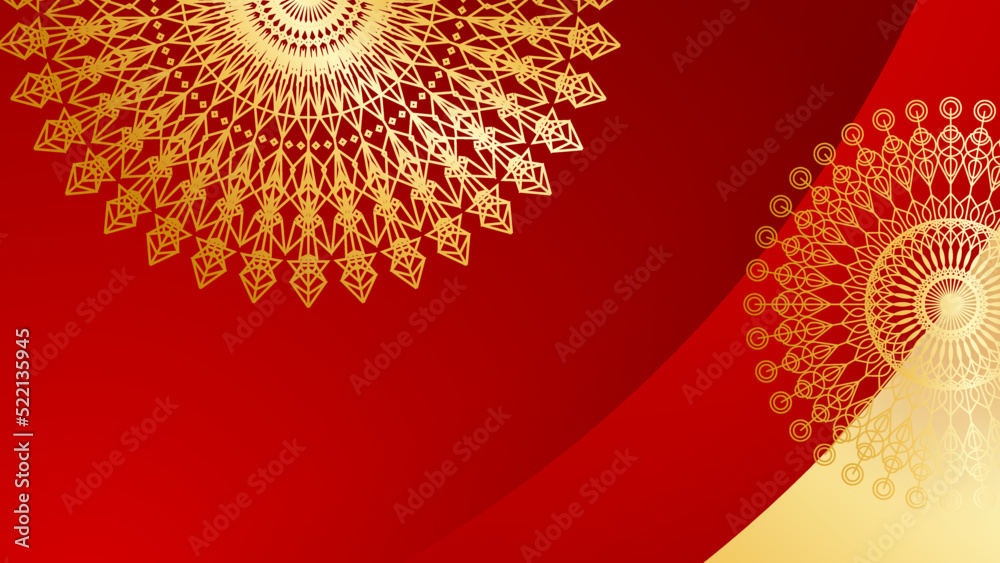 Luxury abstract red and gold background with mandala pattern. Abstract ...