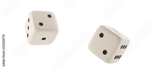 playing dice, white dice falling 3d-illustration transparent, dices, two photo