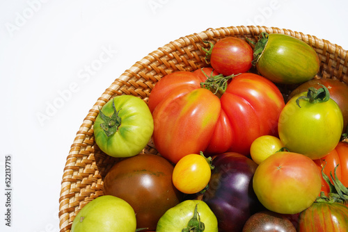 Fresh and nutritious tomato object, orgamic heirloom tomato