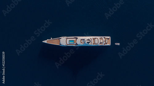 drone View Of a super yacht with swimming pool on the deck
 photo