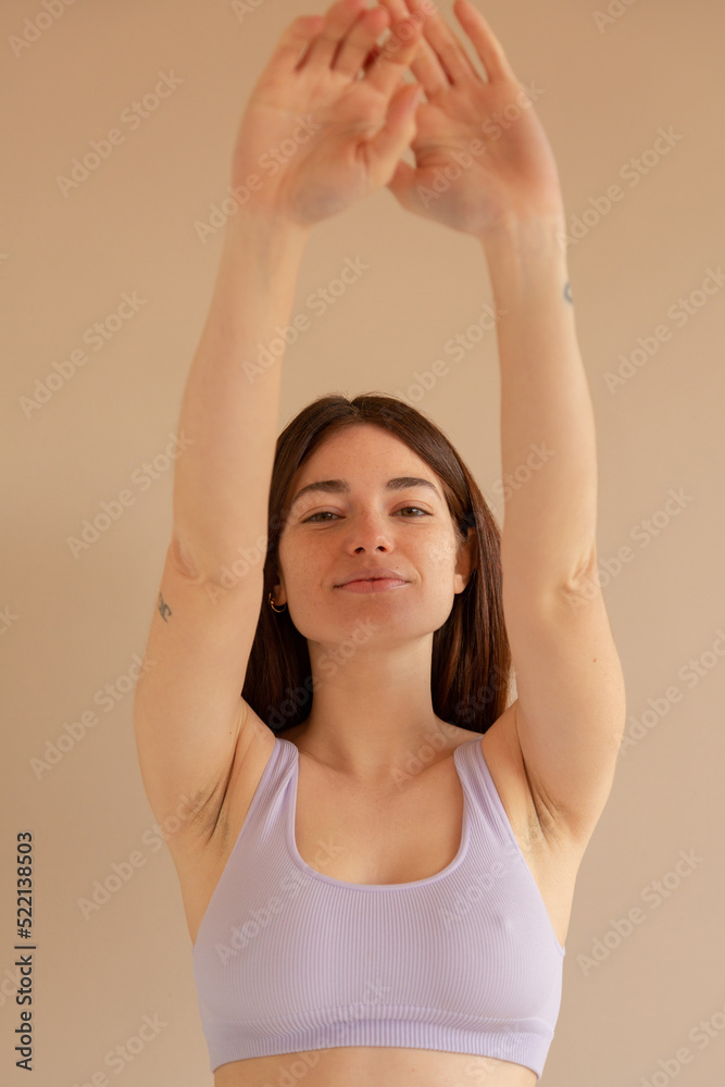 Woman with arms forward