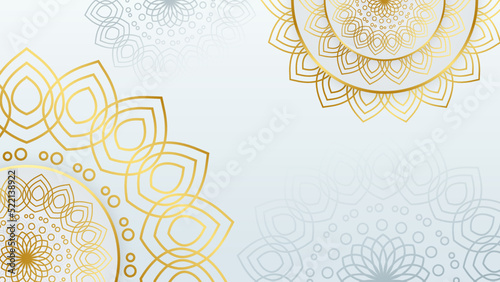 Luxury mandala with royal golden arabesque arabic islamic east style background. Luxury white and gold mandala pattern background