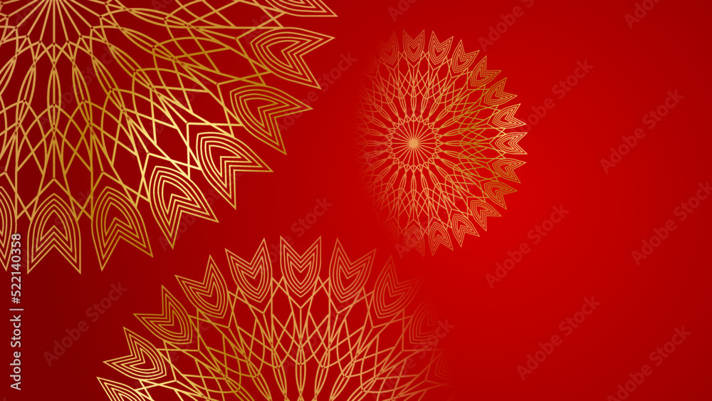 Modern luxury red dan gold abstract background with mandala pattern Modern luxury red dan gold abstract background with mandala pattern