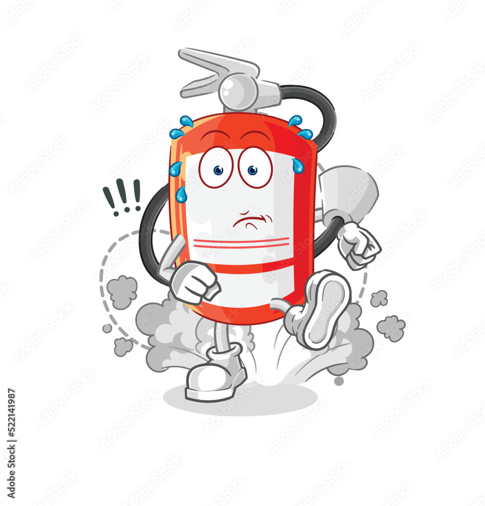 extinguisher running illustration. character vector