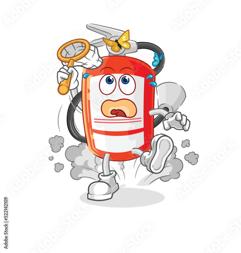 extinguisher catch butterfly illustration. character vector