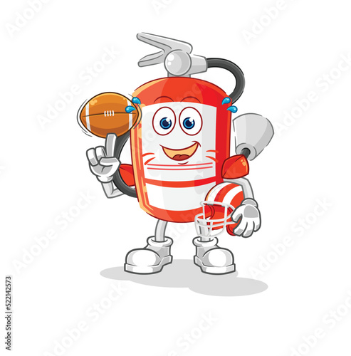 extinguisher playing rugby character. cartoon mascot vector