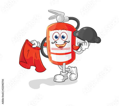 extinguisher matador with red cloth illustration. character vector