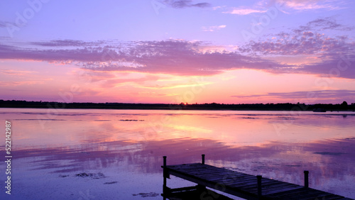 Vászonkép Colorful Sunset Tichigan Lake Waterford Wisconsin