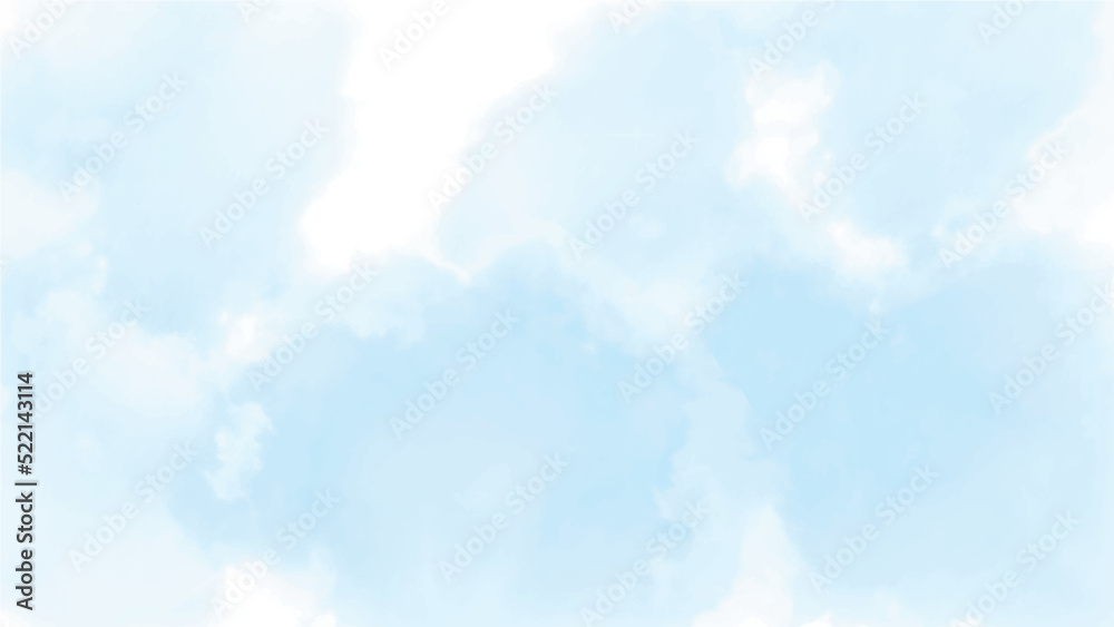 Watercolor clouds and sky background. abstract watercolour painting blue sky overcast above the cloud in panorama view beautiful cloudscape for background