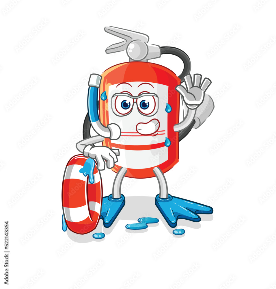 extinguisher swimmer with buoy mascot. cartoon vector extinguisher swimmer with buoy mascot. cartoon vector