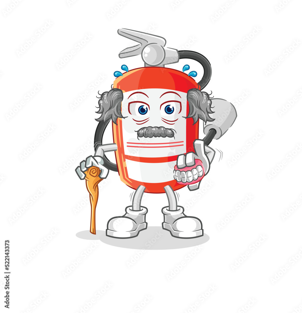 extinguisher white haired old man. character vector