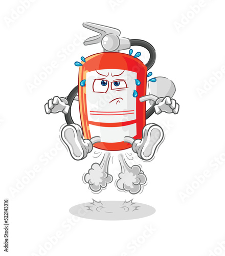 extinguisher fart jumping illustration. character vector