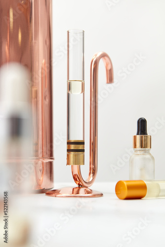 Distilling apparatus with Chamomile flowers