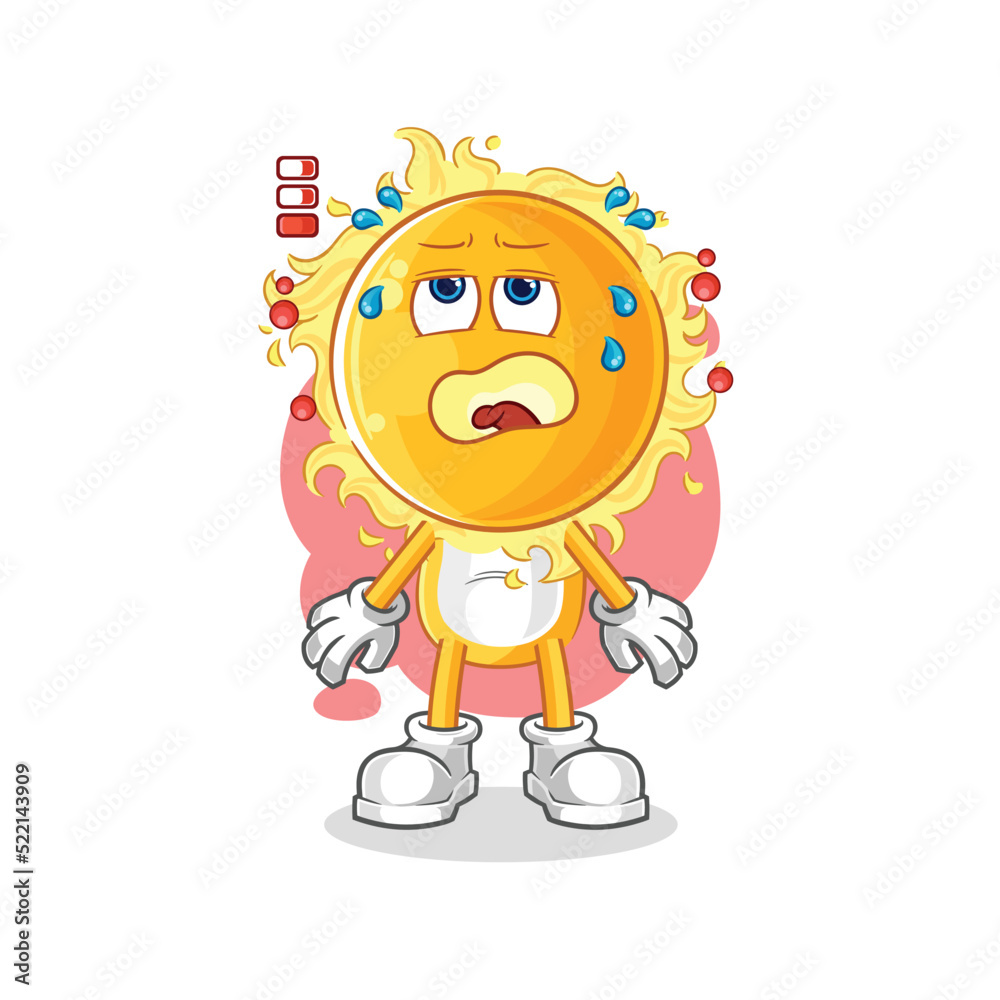 sun low battery mascot. cartoon vector sun low battery mascot. cartoon vector