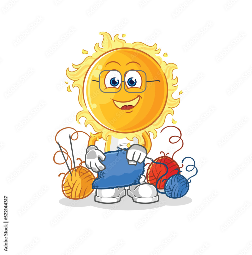 Naklejka premium sun tailor mascot. cartoon vector